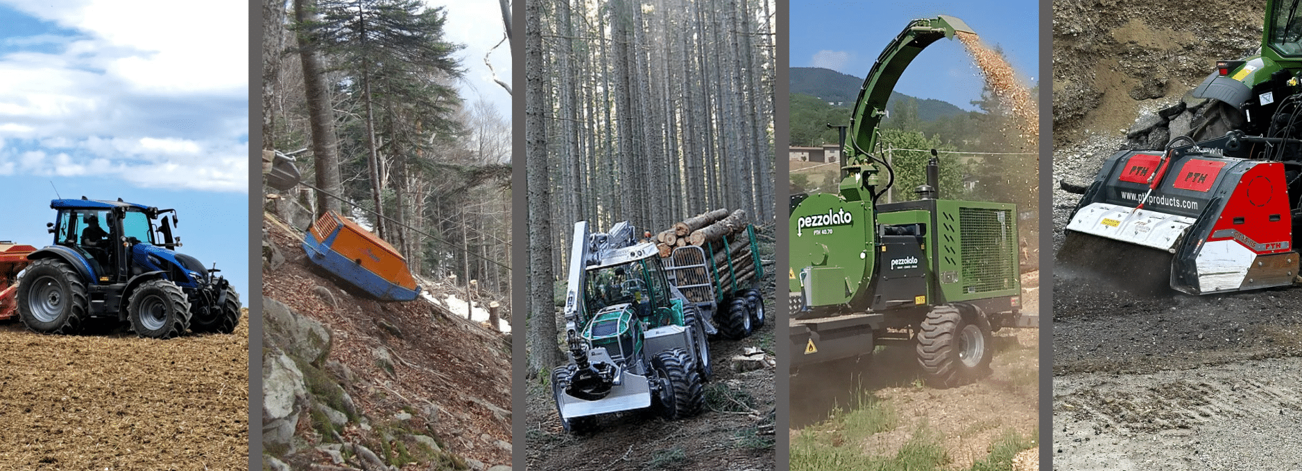 Home Land- und Forsttechnik Gebr. Rappo AG Verschiedene Land- und Forstmaschinen bei der Arbeit: Traktor, Holztransport, Holzhäcksler und Mulcher im Einsatz.